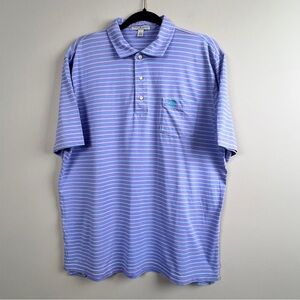 Peter Millar Men’s Tailored Fit Lavender Pink Blue Striped Polo Shirt Large